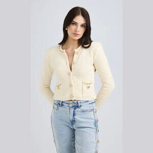 NEW Generation Love - Sizes M, L, XL Women's Kelly Chain Cardigan, Cream Melange